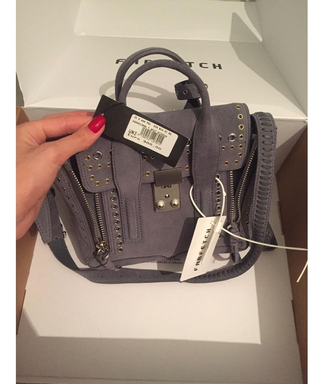 3.1 PHILLIP LIM Серая замшевая сумка с короткими ручками, фото 2