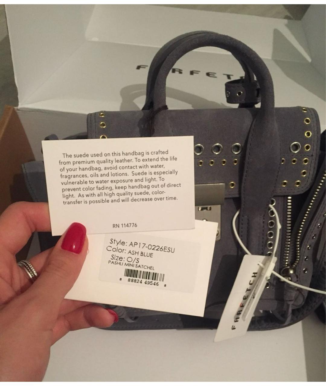 3.1 PHILLIP LIM Серая замшевая сумка с короткими ручками, фото 4