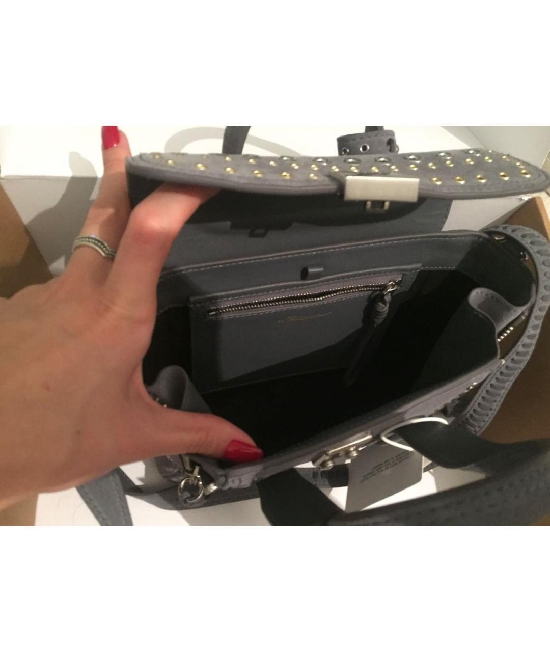 3.1 PHILLIP LIM Серая замшевая сумка с короткими ручками, фото 3