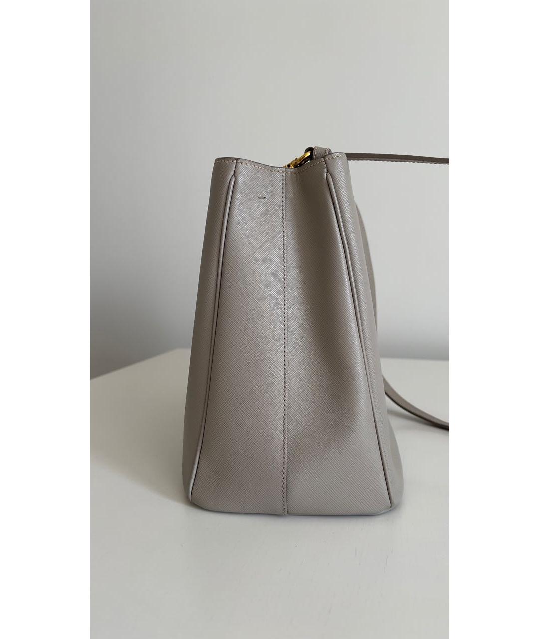 PRADA Серая кожаная сумка с короткими ручками, фото 2