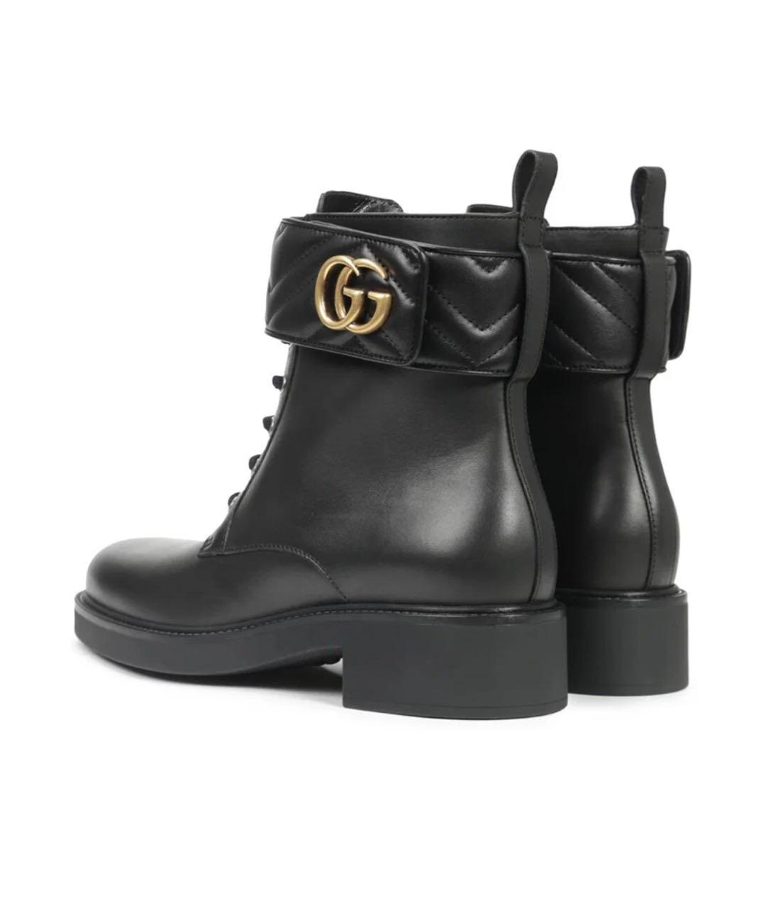 GUCCI Черные кожаные ботинки, фото 2