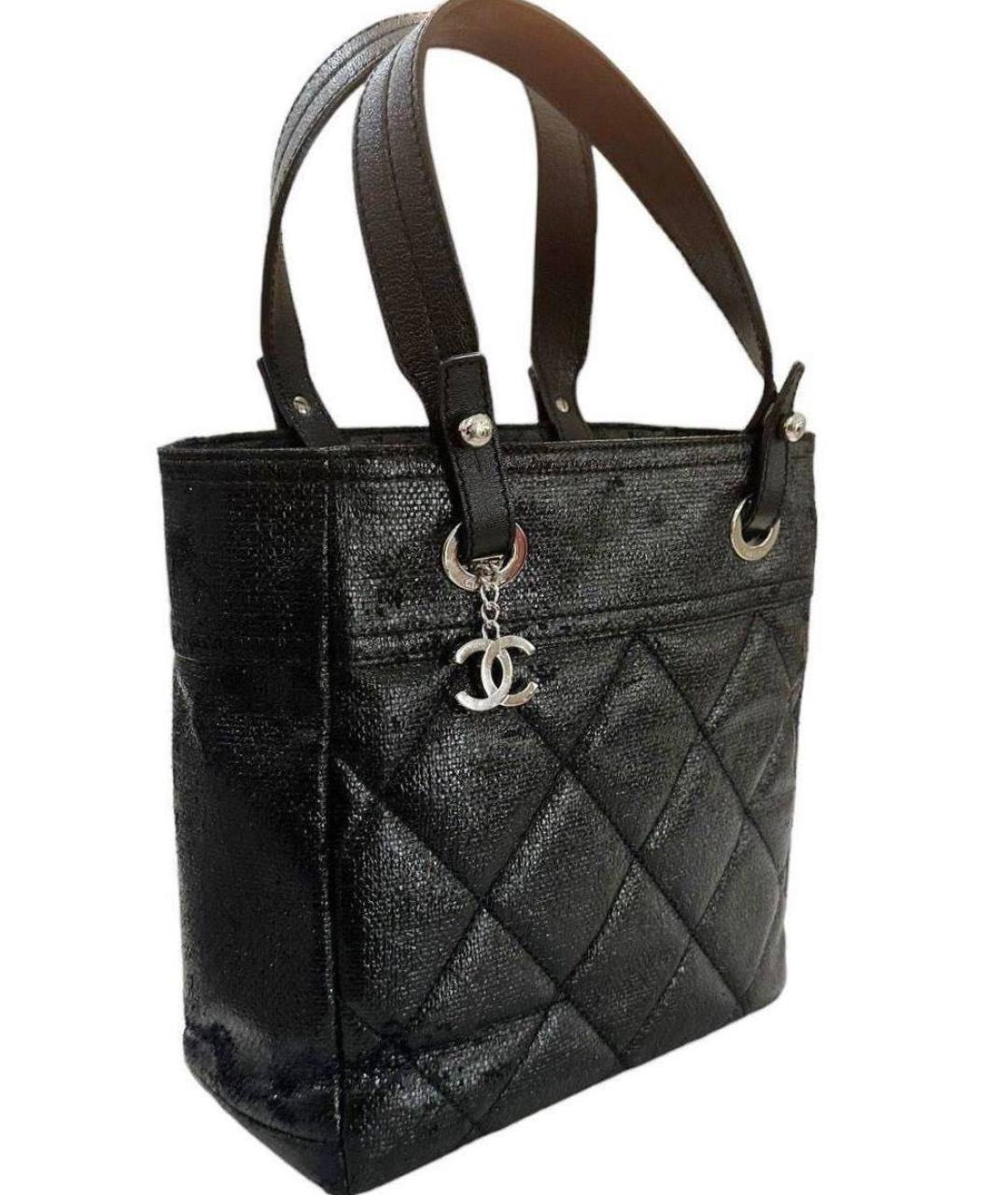 CHANEL Черная кожаная сумка с короткими ручками, фото 2