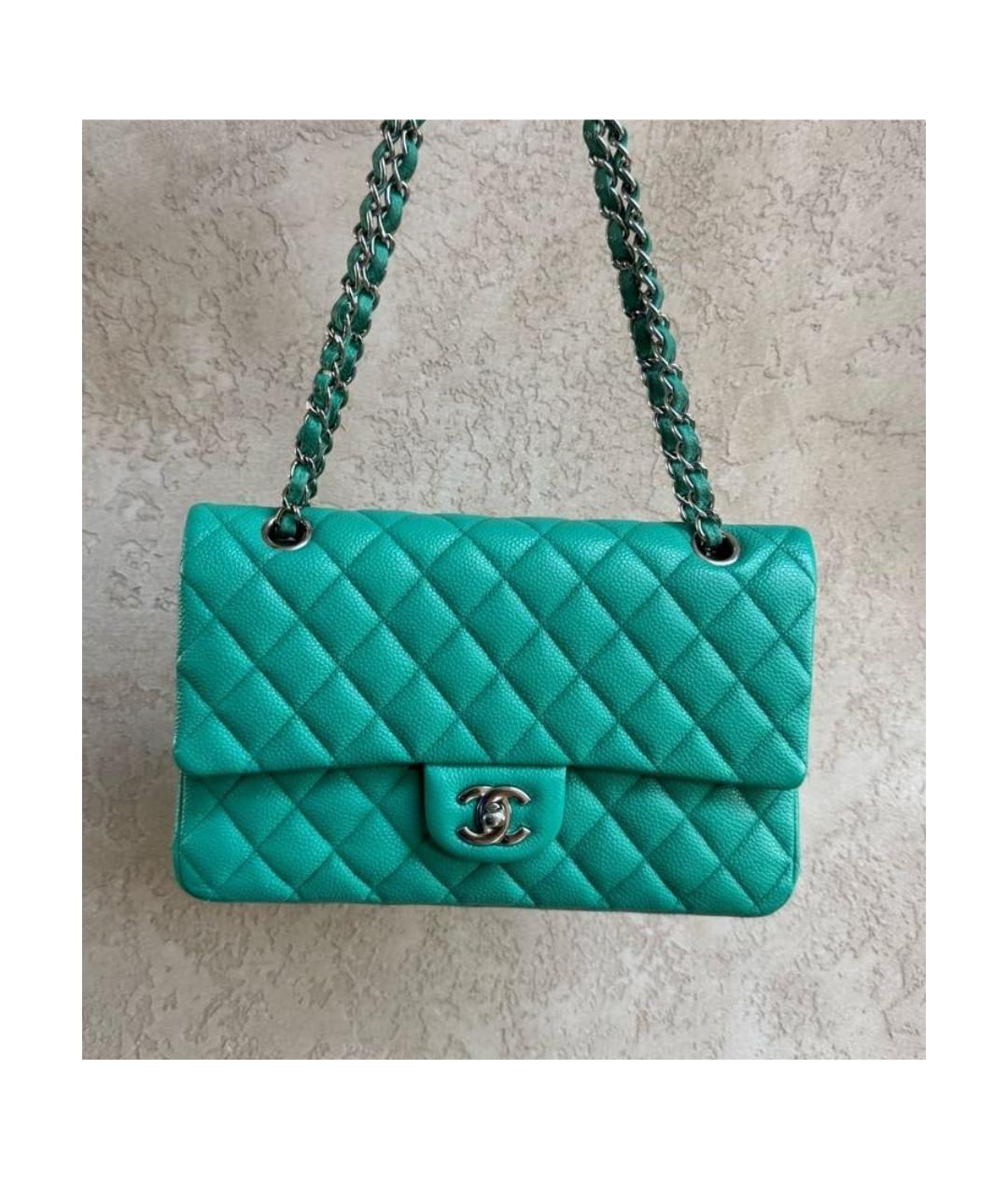 CHANEL Зеленая кожаная сумка через плечо, фото 10