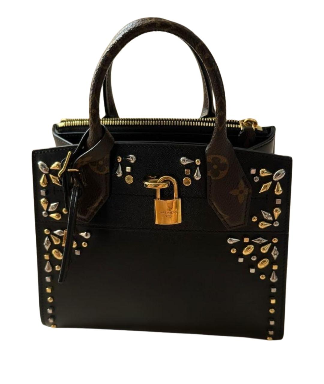 LOUIS VUITTON Черная кожаная сумка с короткими ручками, фото 1