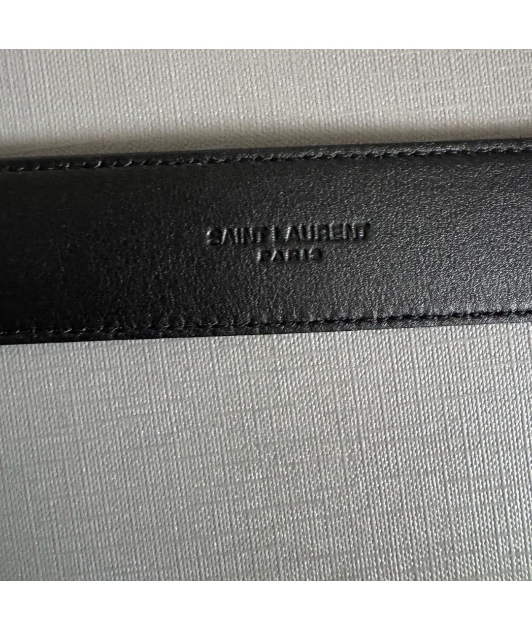 SAINT LAURENT Черный кожаный ремень, фото 4