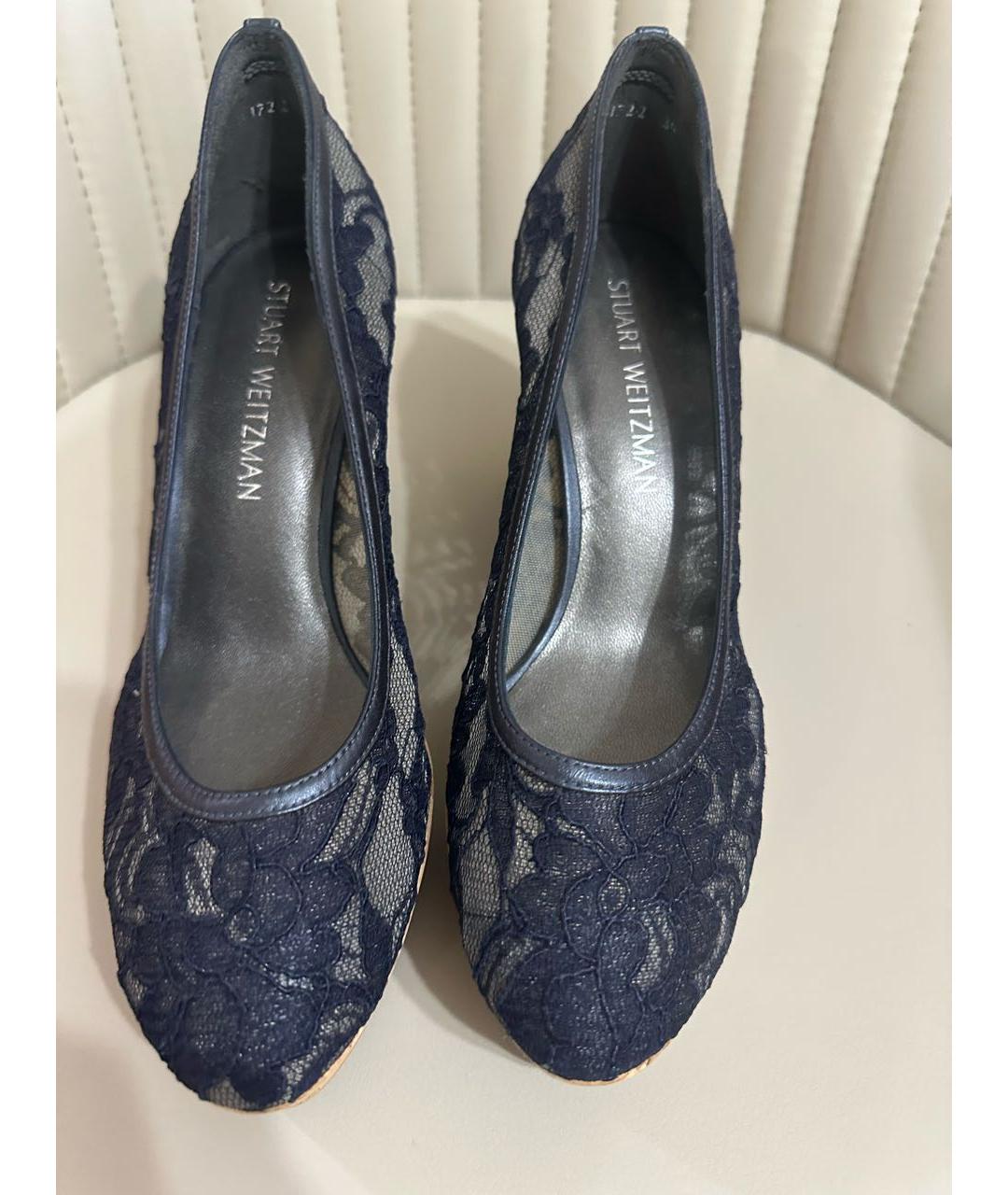 STUART WEITZMAN Темно-синие текстильные туфли, фото 7