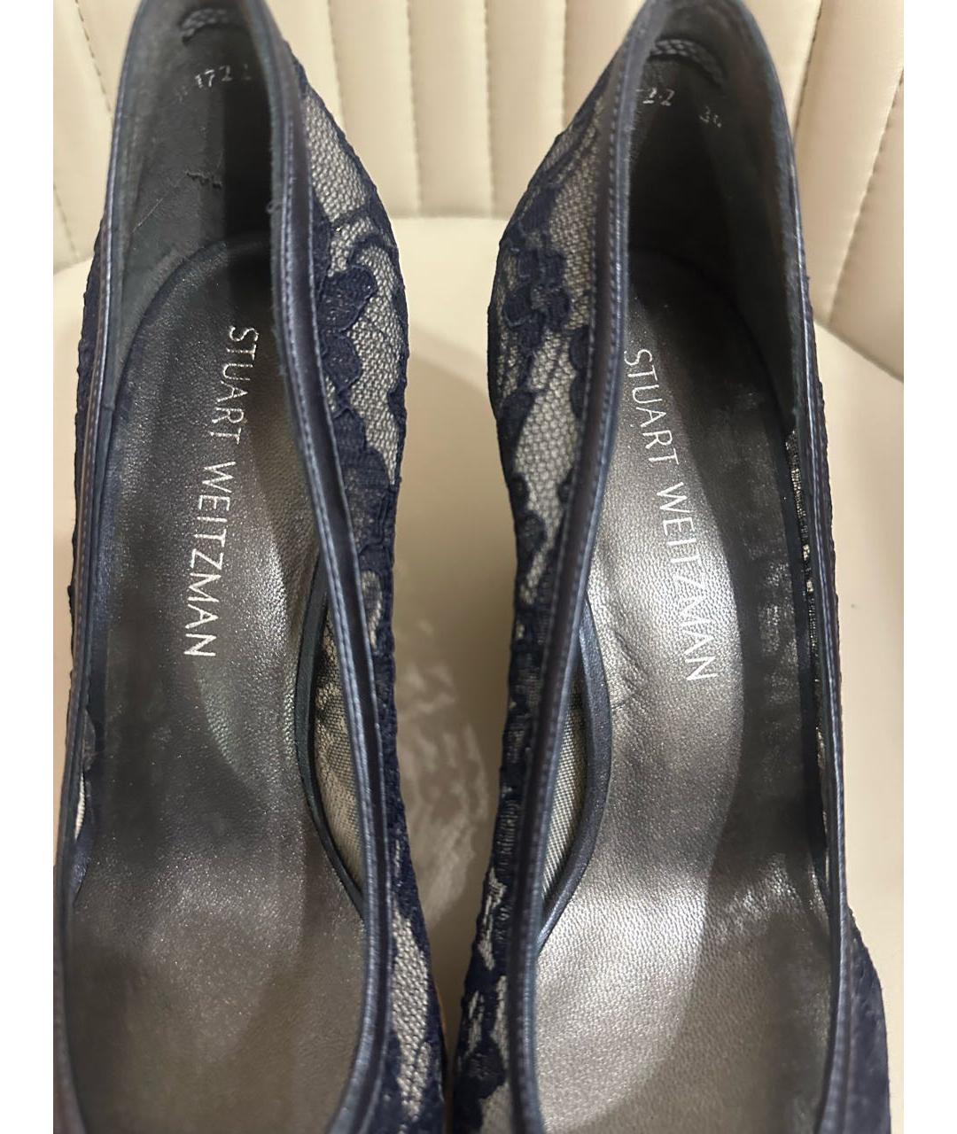 STUART WEITZMAN Темно-синие текстильные туфли, фото 4