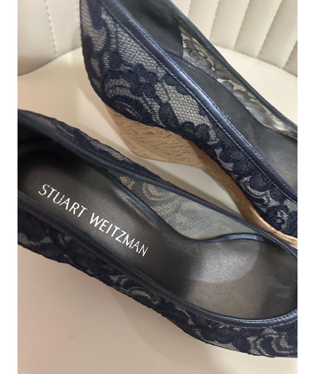 STUART WEITZMAN Темно-синие текстильные туфли, фото 6