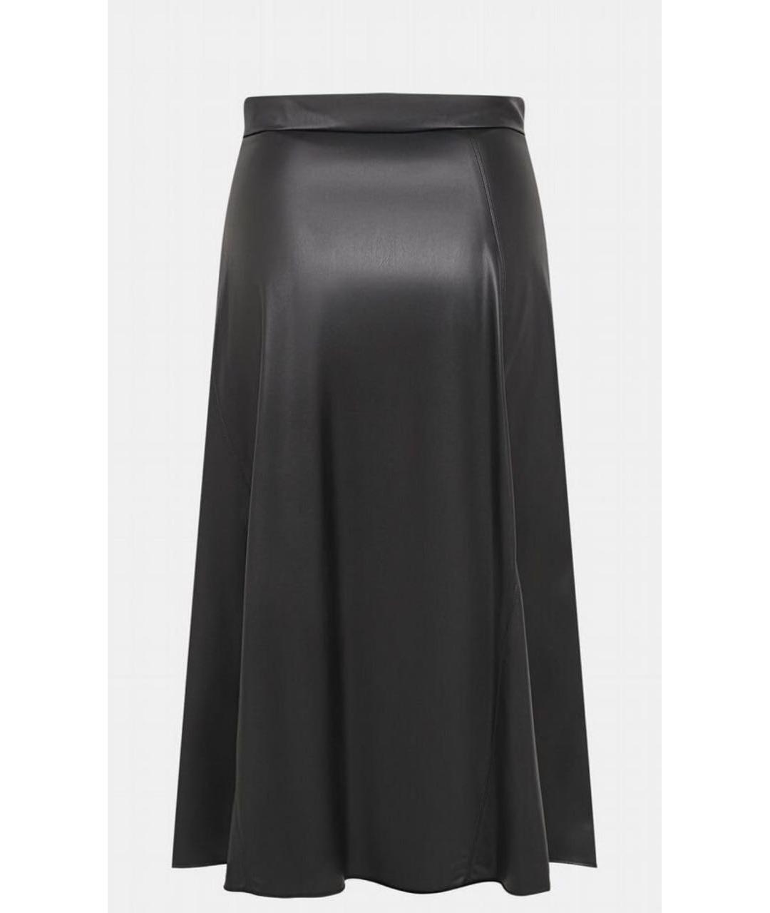 MAX MARA Черная кожаная юбка миди, фото 2