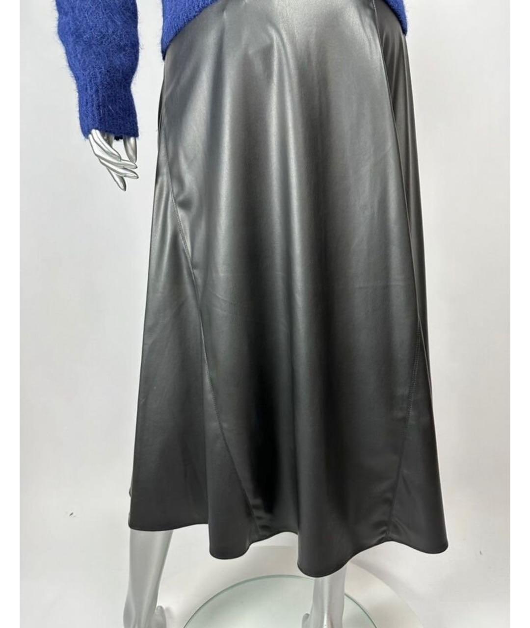 MAX MARA Черная кожаная юбка миди, фото 6