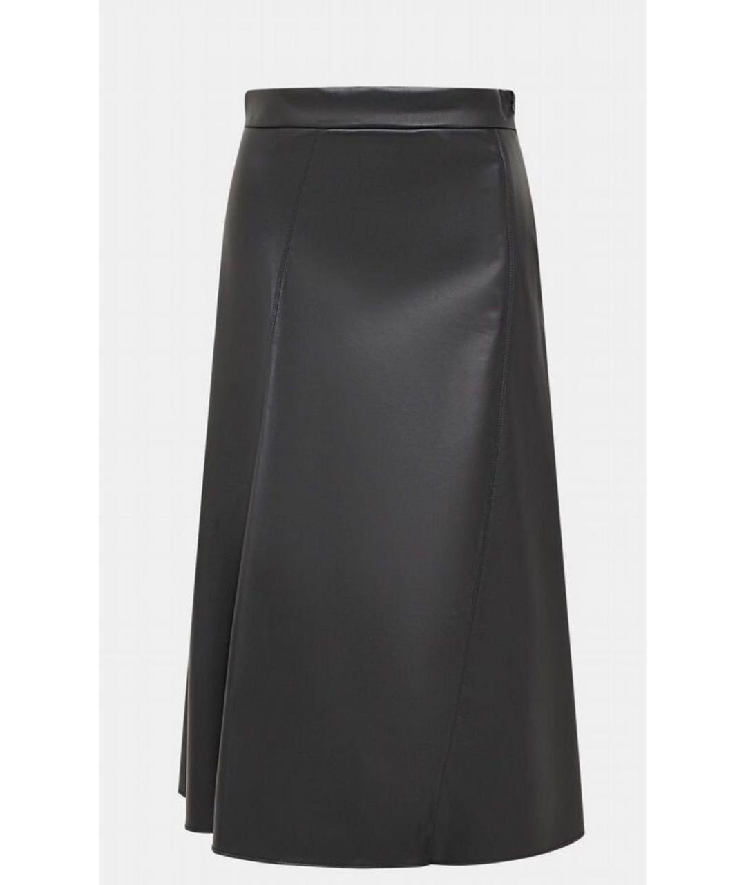 MAX MARA Черная кожаная юбка миди, фото 7