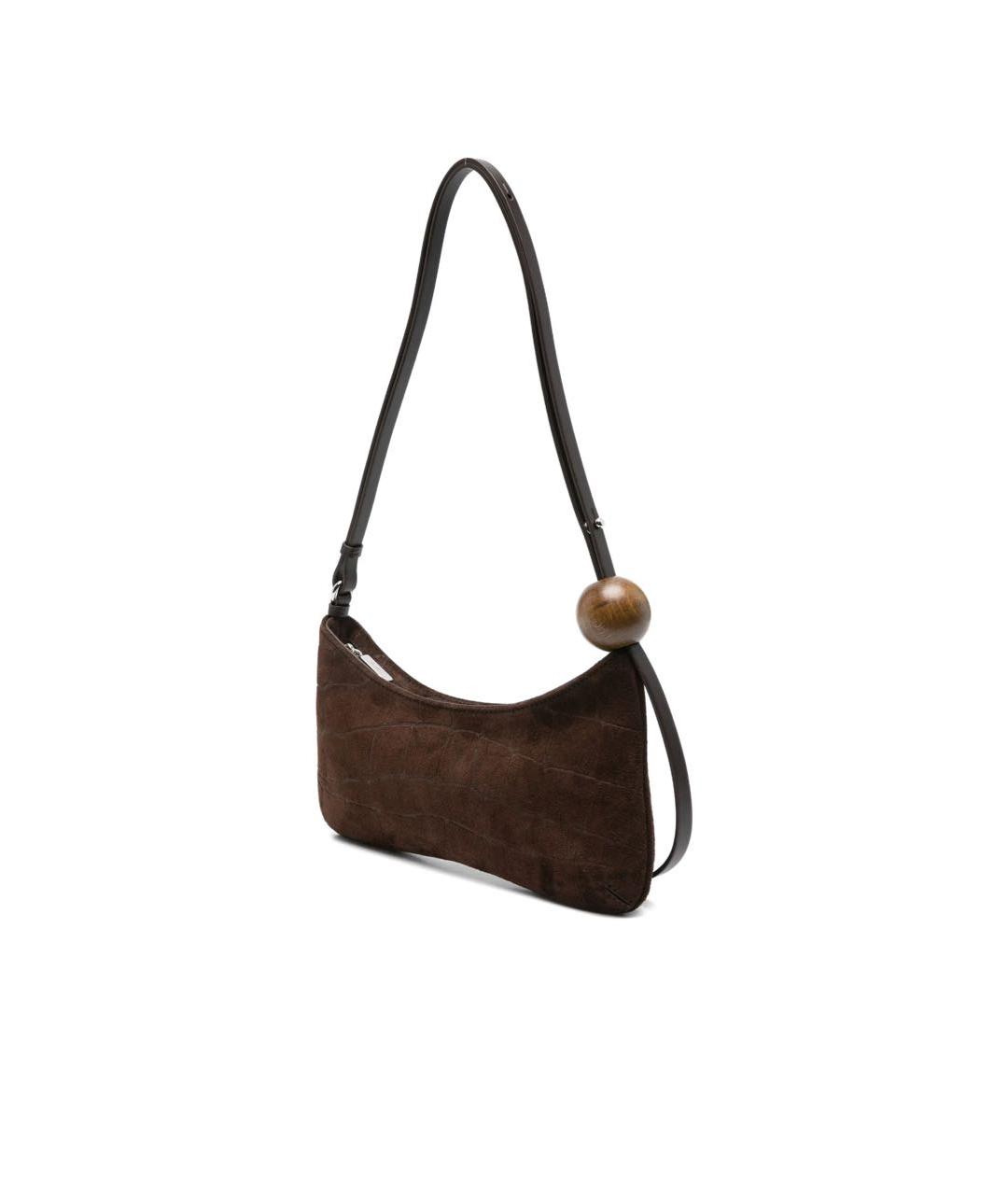 JACQUEMUS Коричневая замшевая сумка с короткими ручками, фото 4