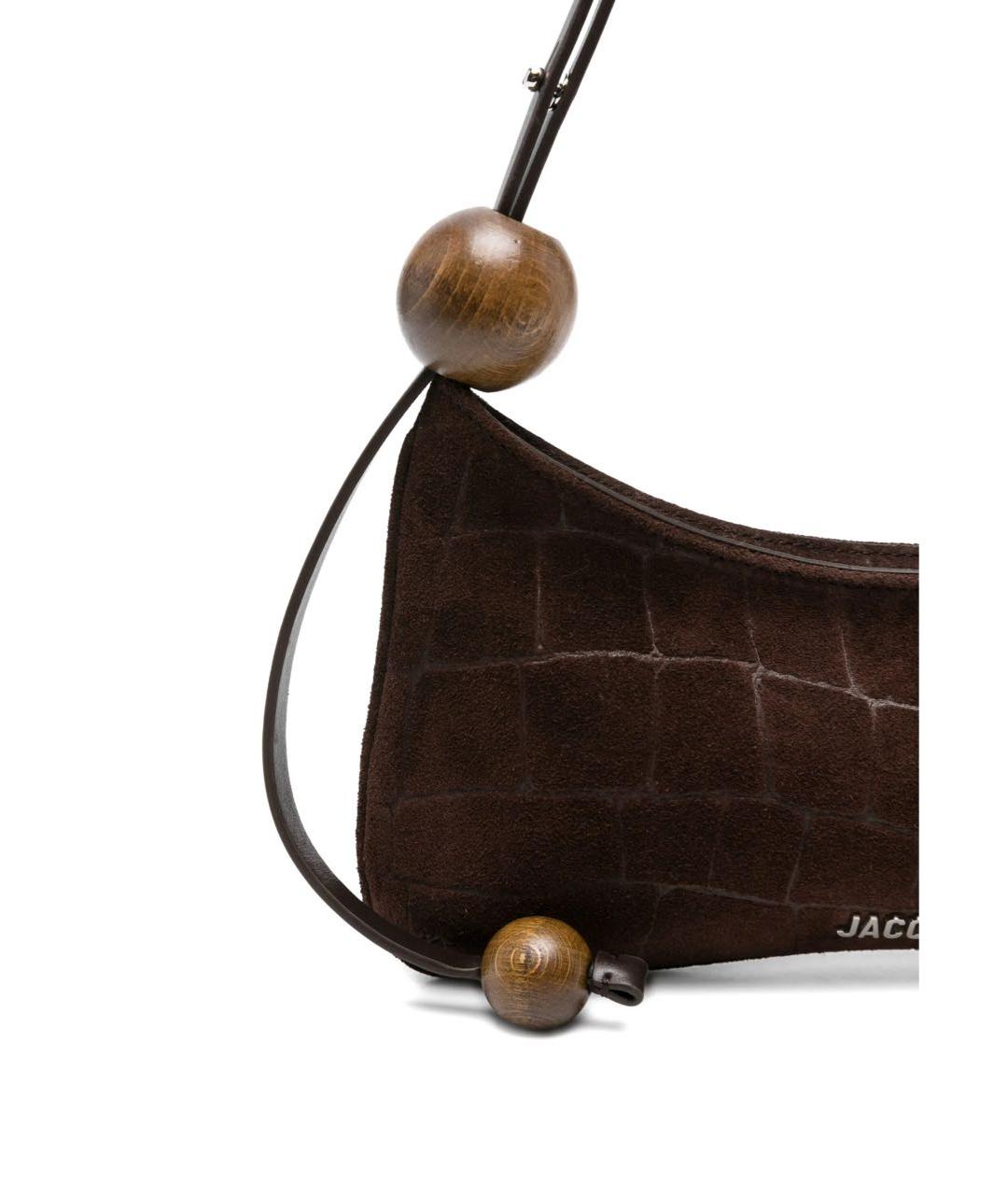 JACQUEMUS Коричневая замшевая сумка с короткими ручками, фото 3