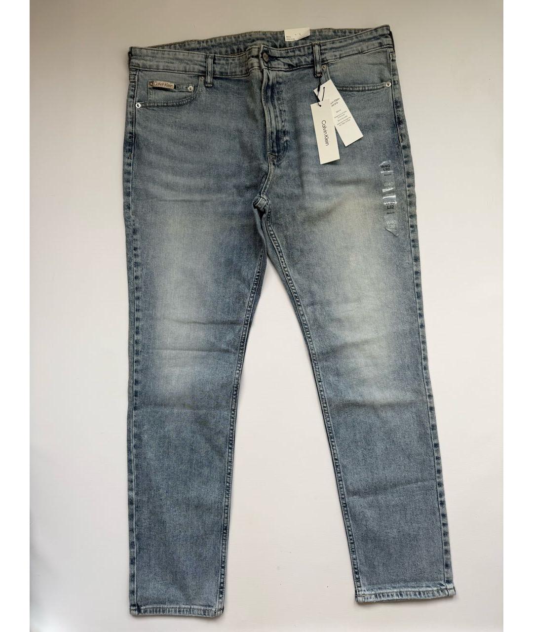 CALVIN KLEIN Голубые хлопковые джинсы скинни, фото 6