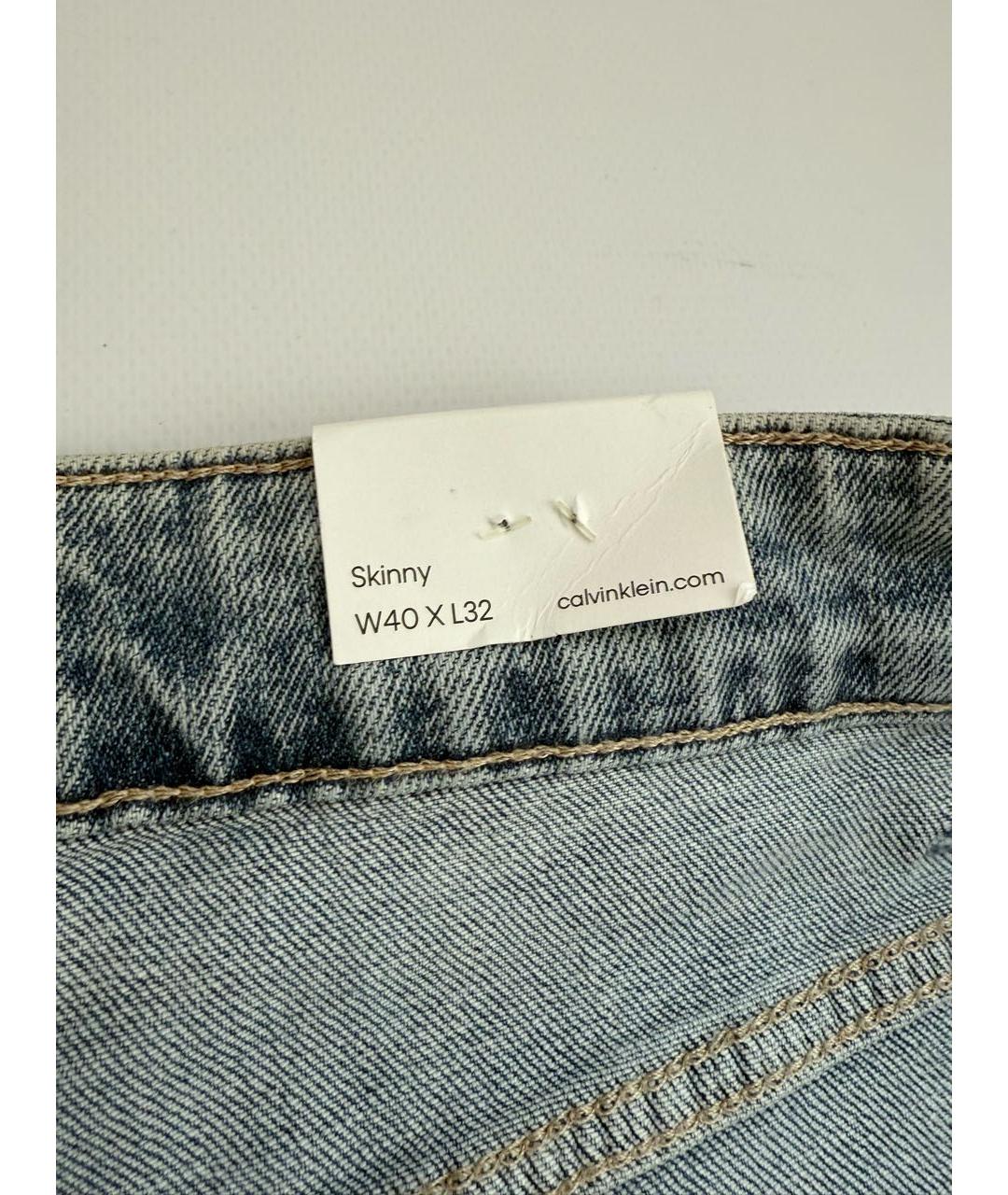 CALVIN KLEIN Голубые хлопковые джинсы скинни, фото 4
