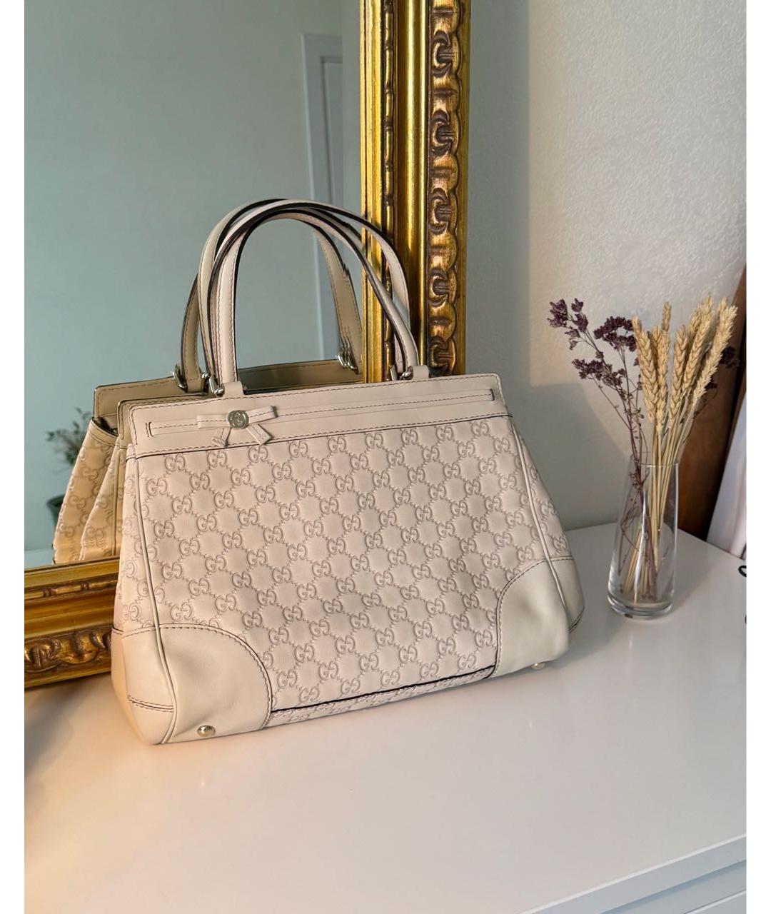 GUCCI Бежевая кожаная сумка тоут, фото 2