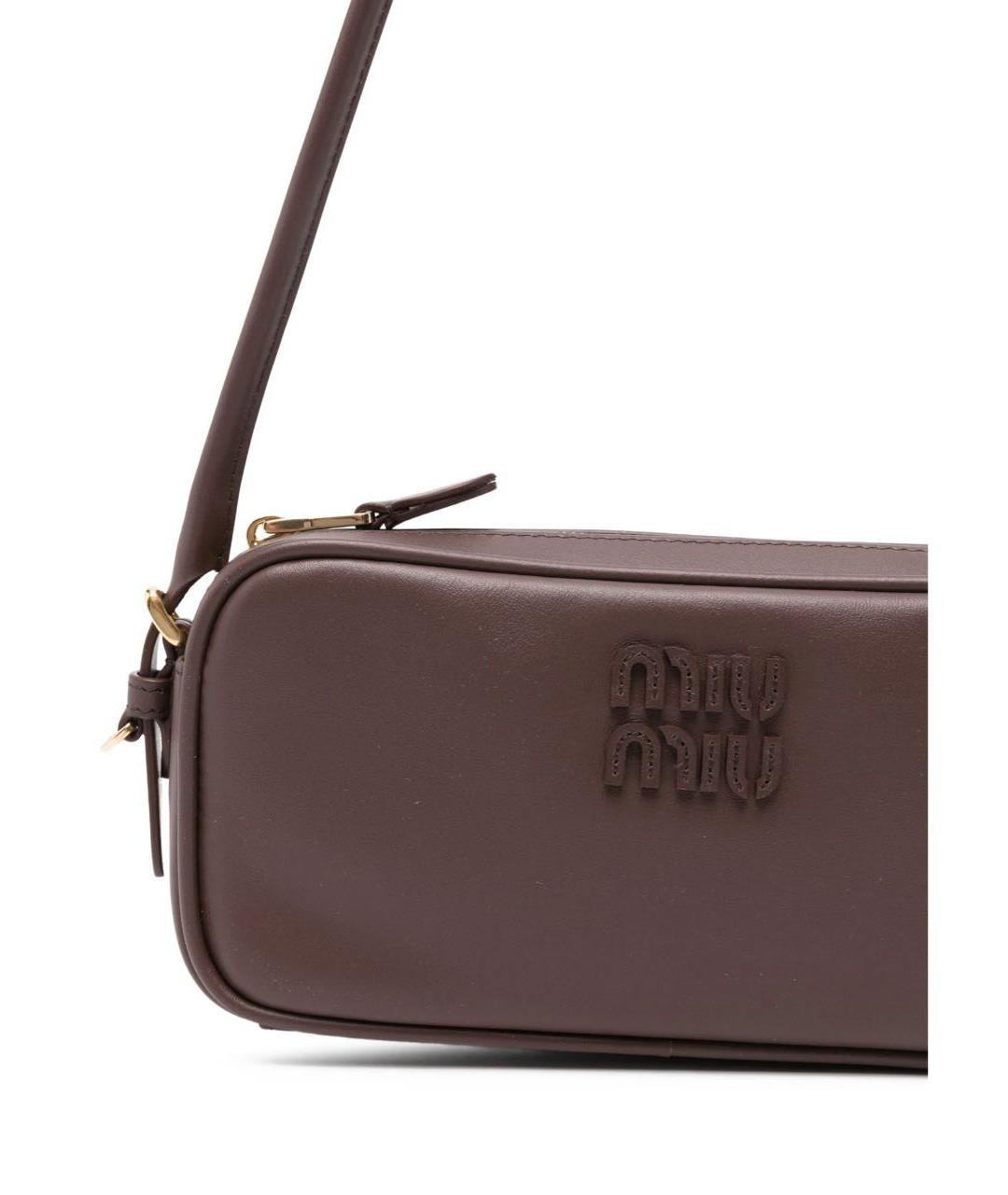 MIU MIU Коричневая кожаная сумка с короткими ручками, фото 3