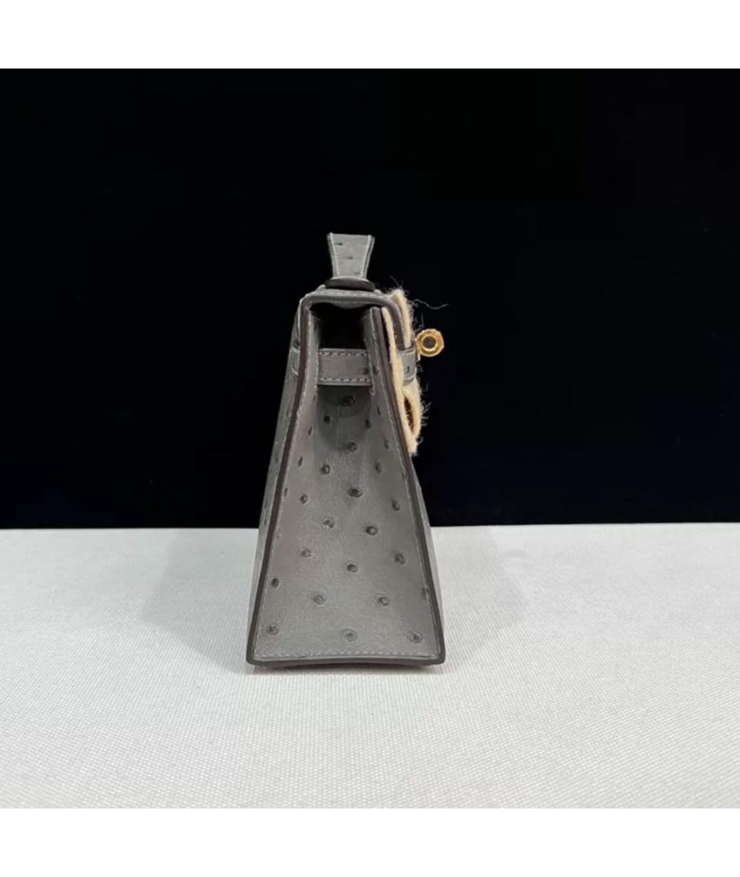 HERMES Антрацитовая кожаная сумка с короткими ручками, фото 4