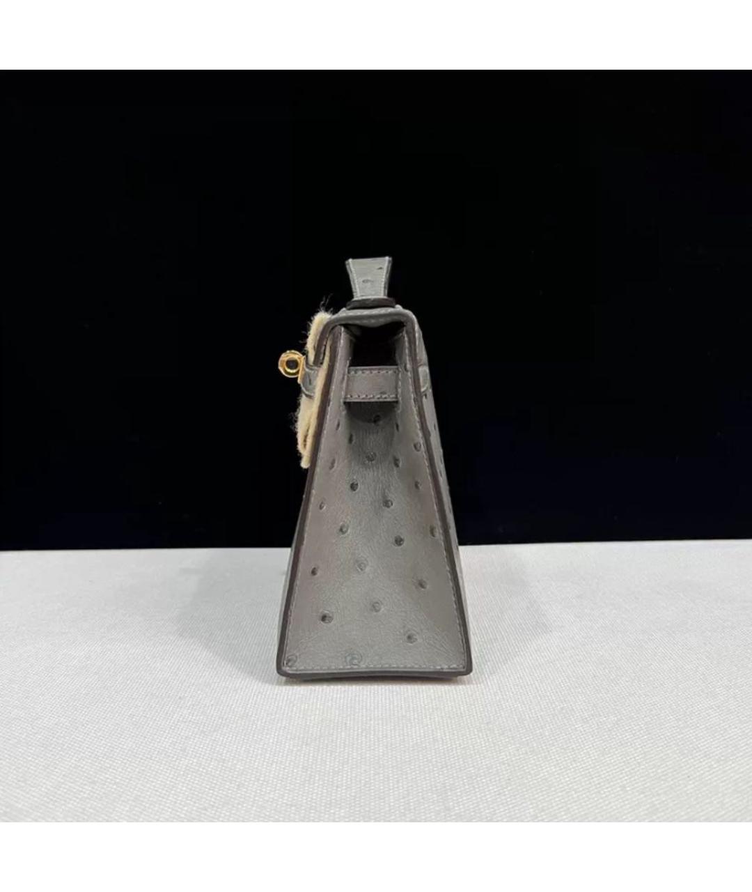 HERMES Антрацитовая кожаная сумка с короткими ручками, фото 3