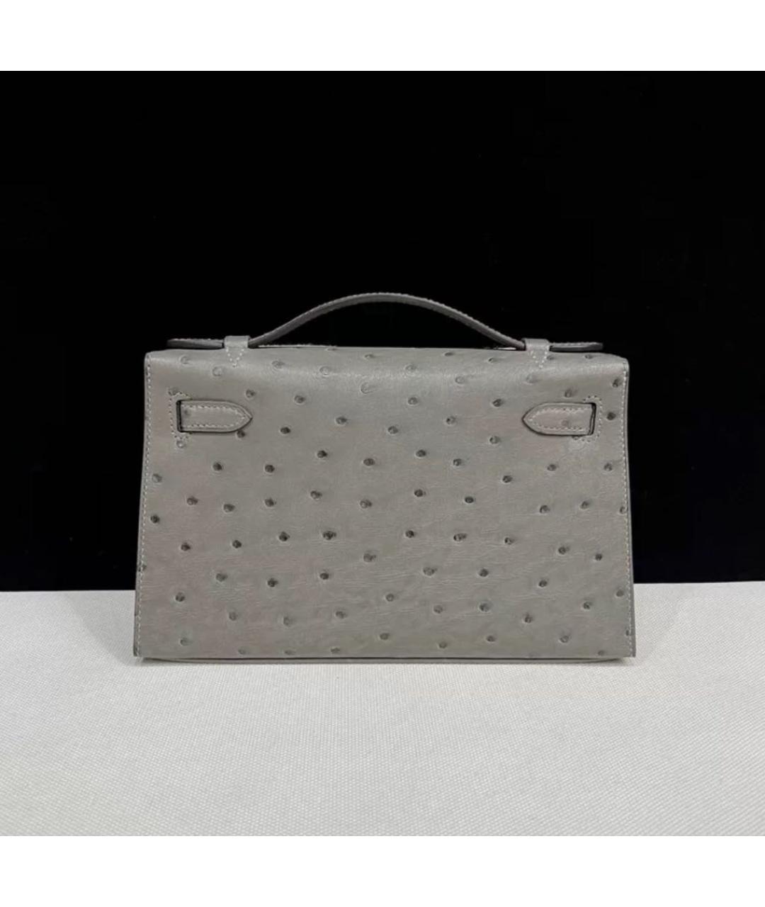 HERMES Антрацитовая кожаная сумка с короткими ручками, фото 2