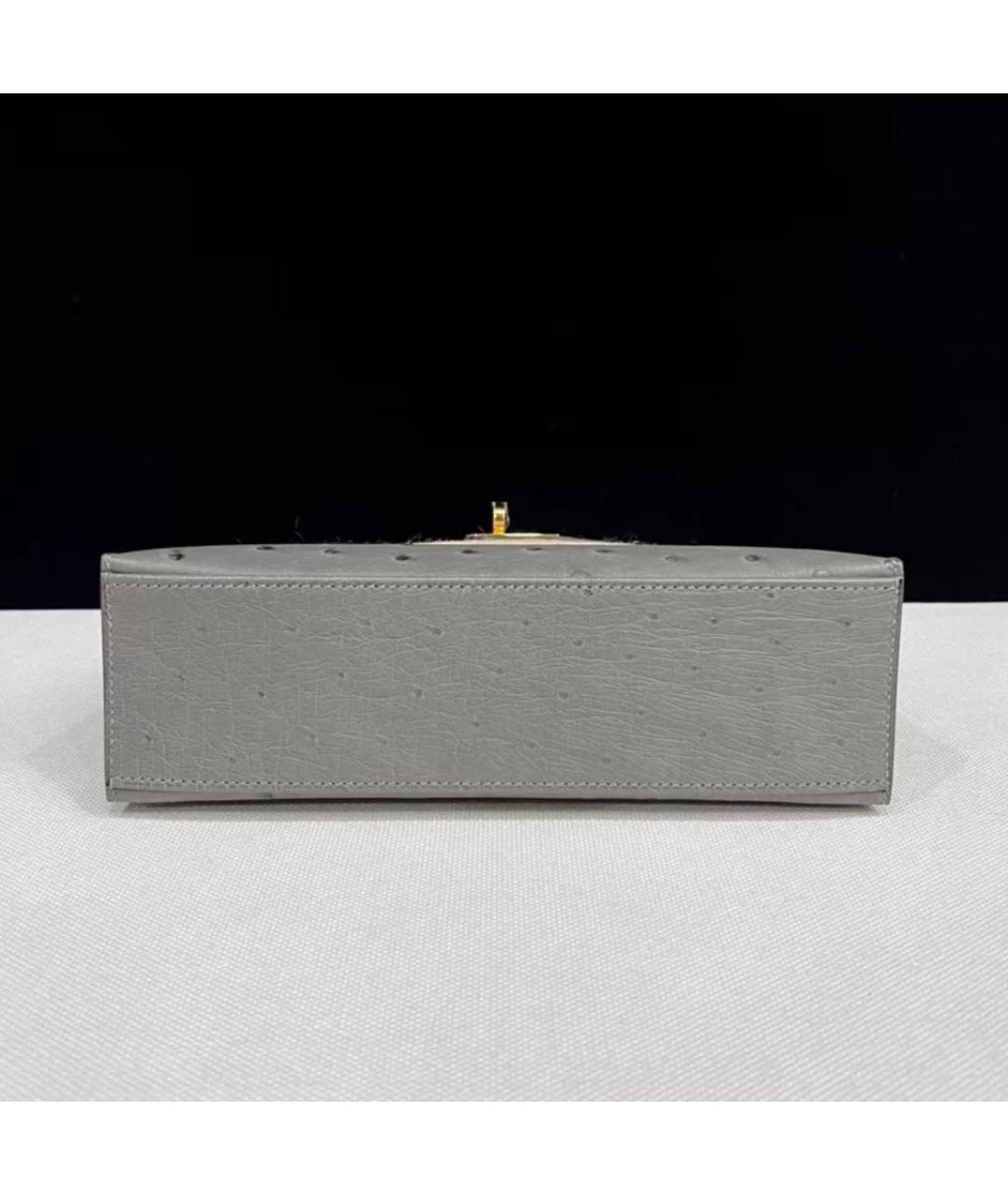 HERMES Антрацитовая кожаная сумка с короткими ручками, фото 5