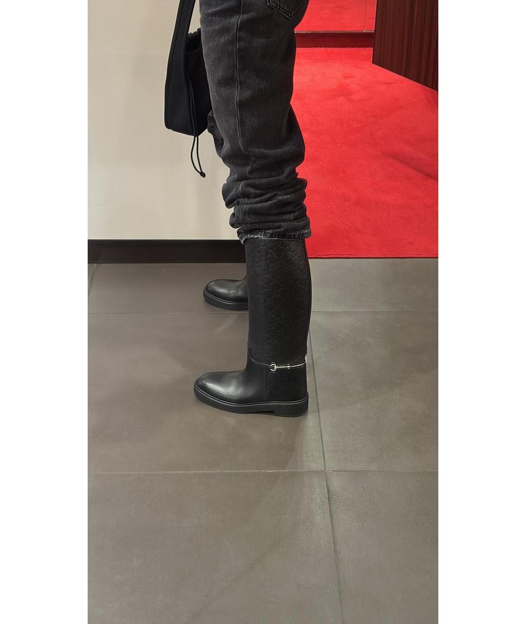 GUCCI Черные кожаные сапоги, фото 2