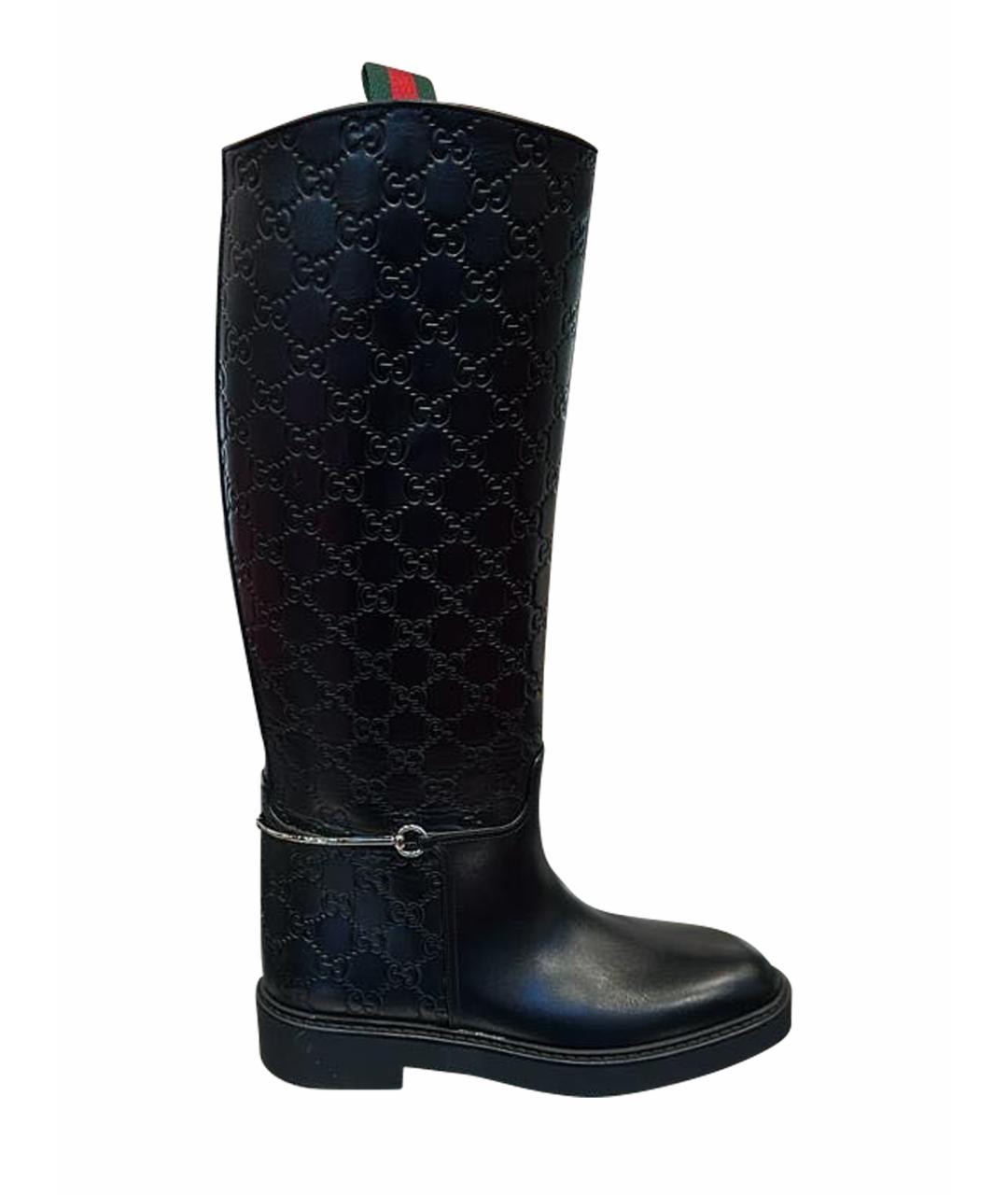 GUCCI Черные кожаные сапоги, фото 3