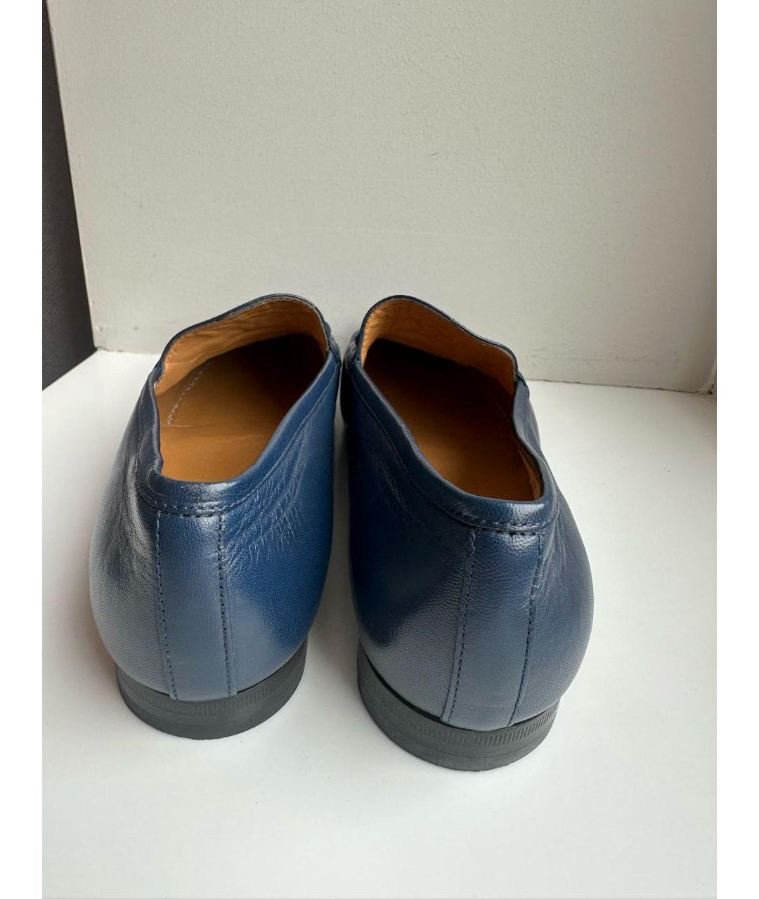 GUCCI Темно-синие кожаные лоферы, фото 4