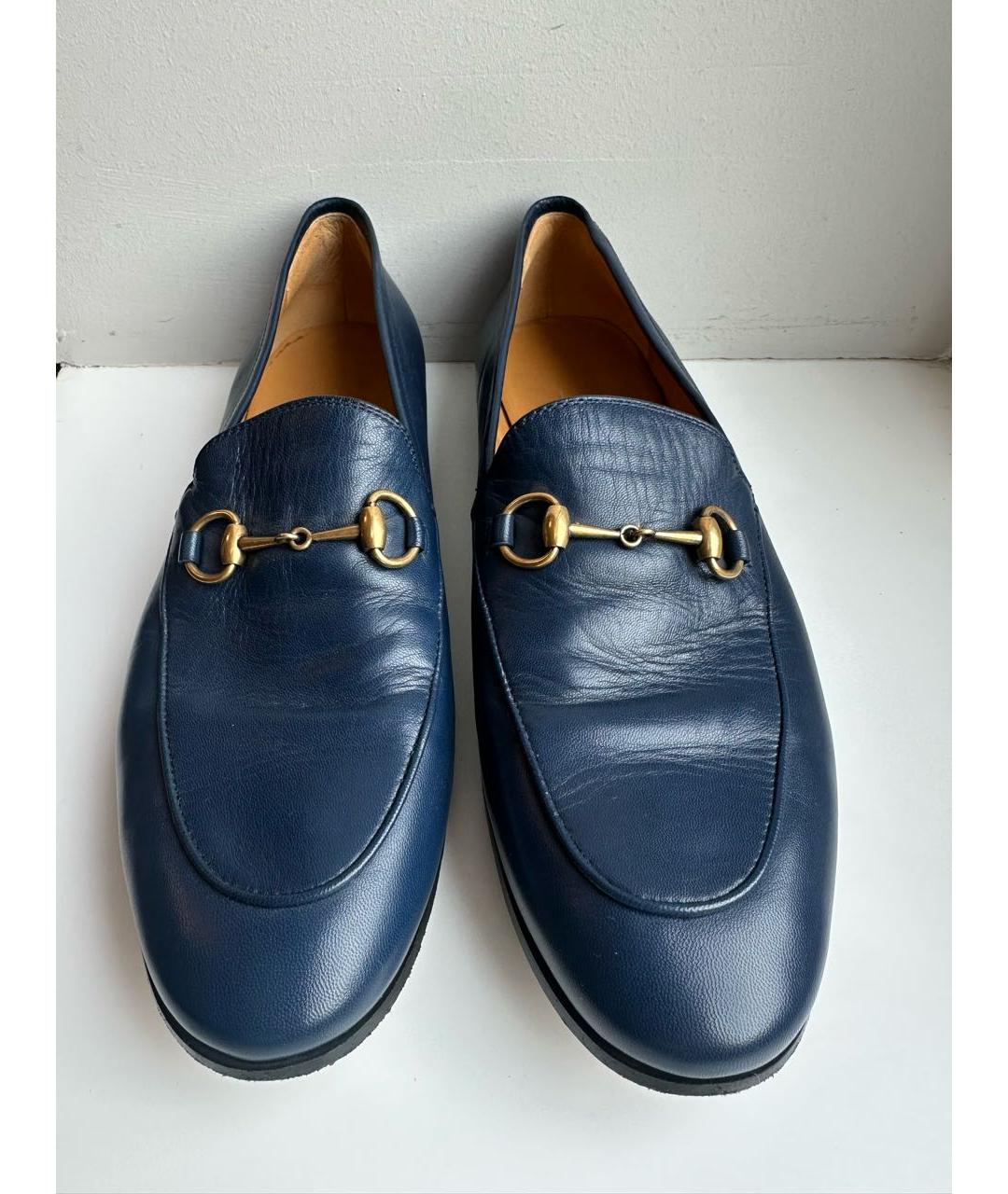 GUCCI Темно-синие кожаные лоферы, фото 2