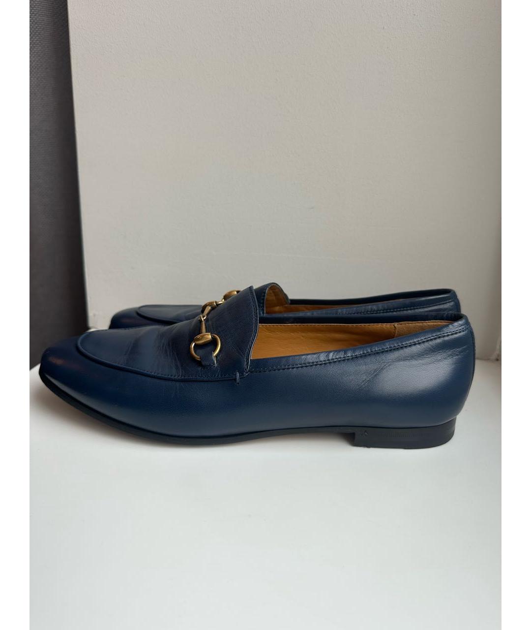 GUCCI Темно-синие кожаные лоферы, фото 5