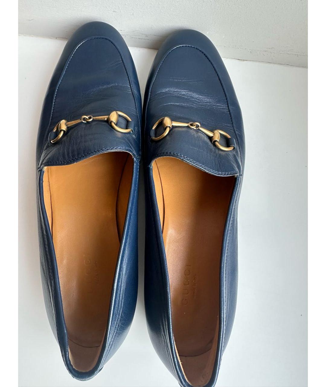 GUCCI Темно-синие кожаные лоферы, фото 3