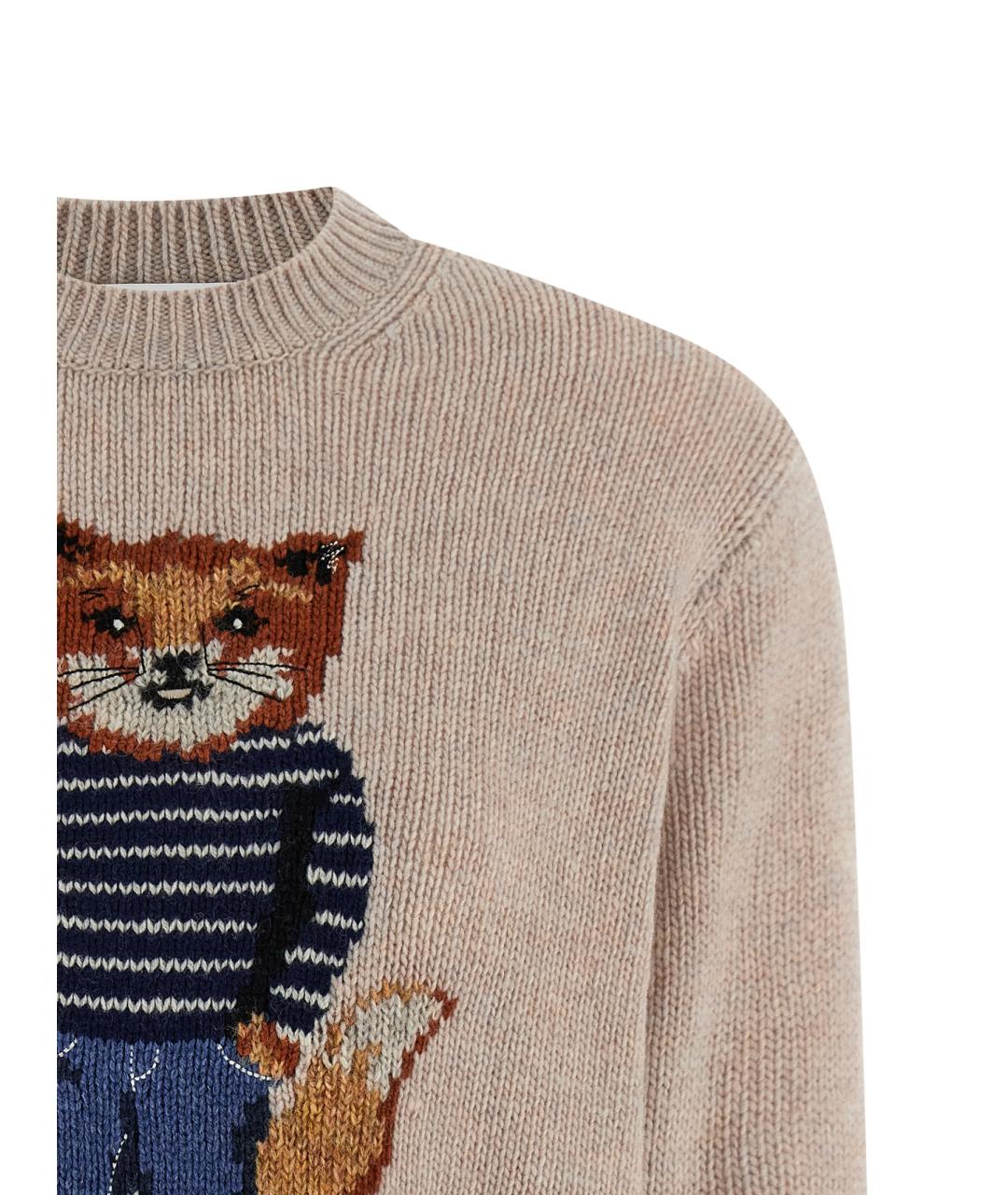 MAISON KITSUNE Бежевый шерстяной джемпер / свитер, фото 3