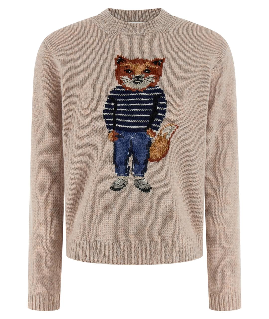 MAISON KITSUNE Бежевый шерстяной джемпер / свитер, фото 1