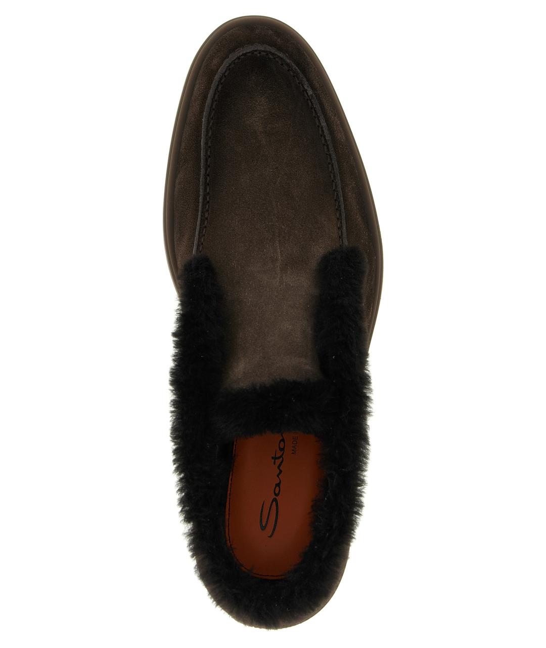 SANTONI Коричневые замшевые высокие ботинки, фото 4