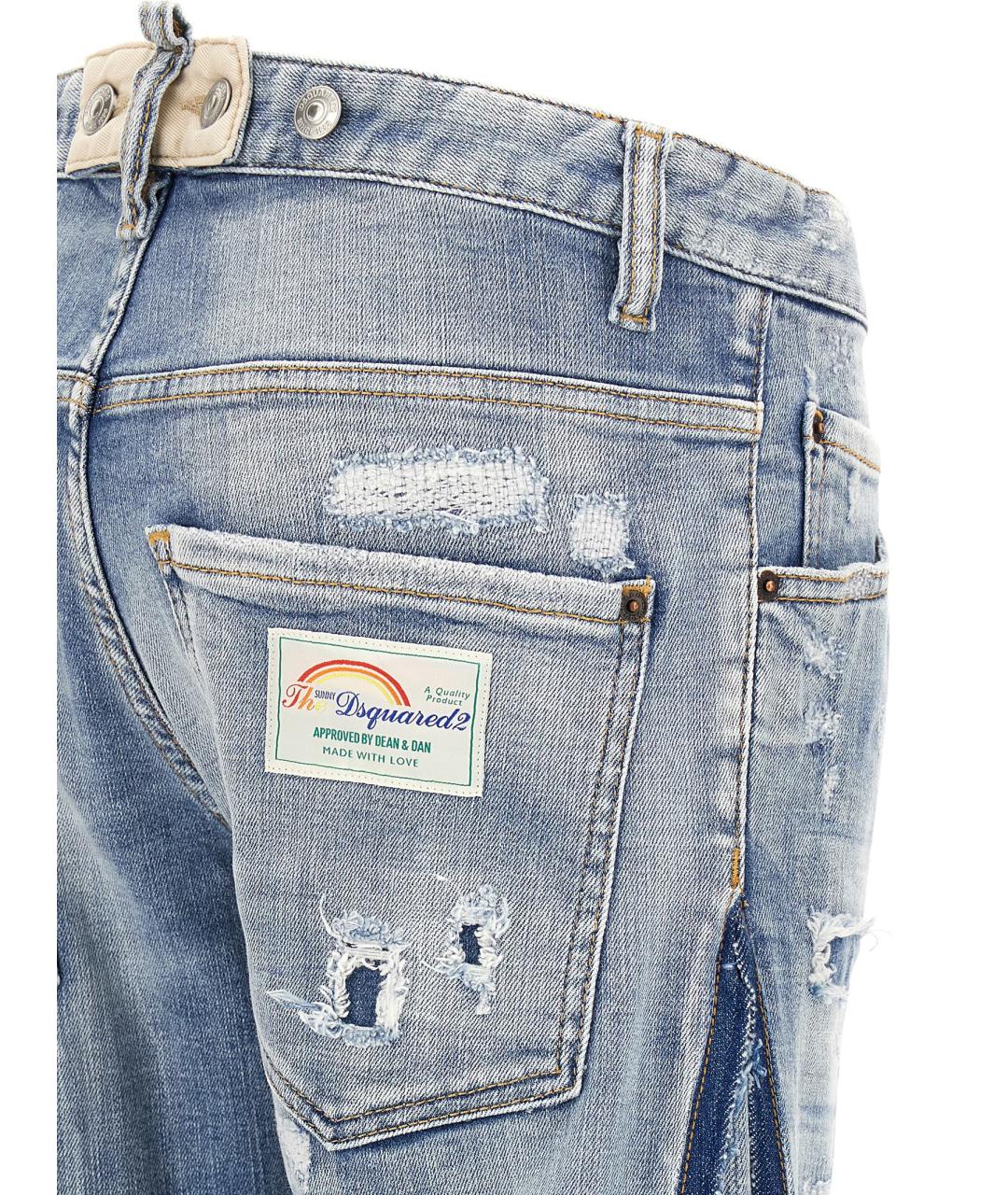 DSQUARED2 Голубые хлопко-эластановые прямые джинсы, фото 4