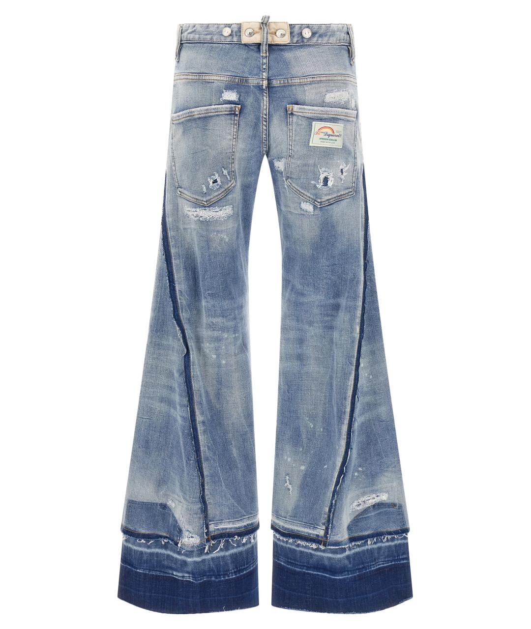DSQUARED2 Голубые хлопко-эластановые прямые джинсы, фото 2