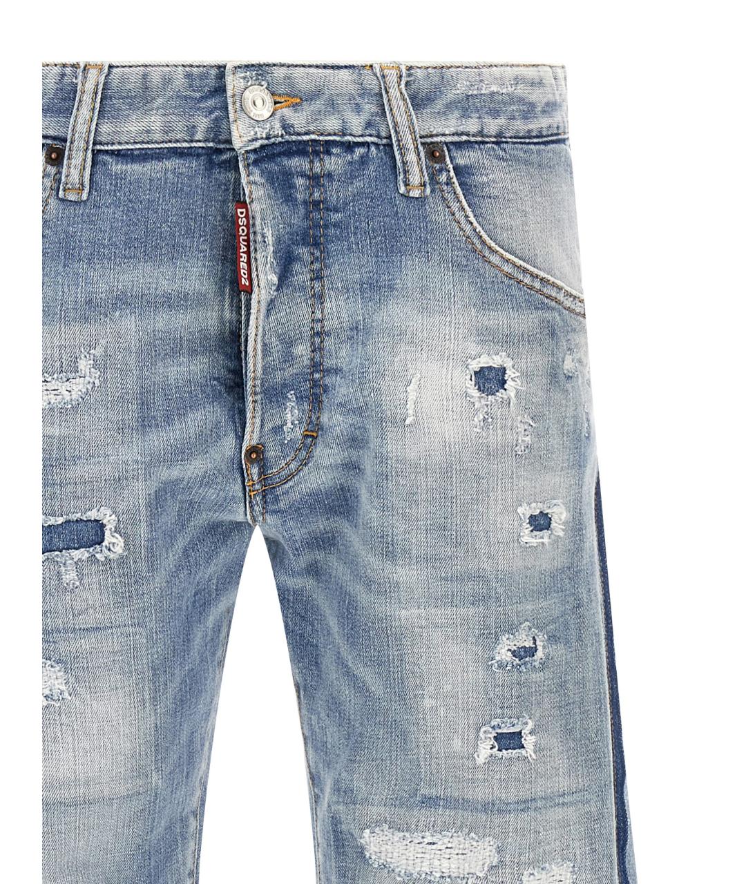 DSQUARED2 Голубые хлопко-эластановые прямые джинсы, фото 3