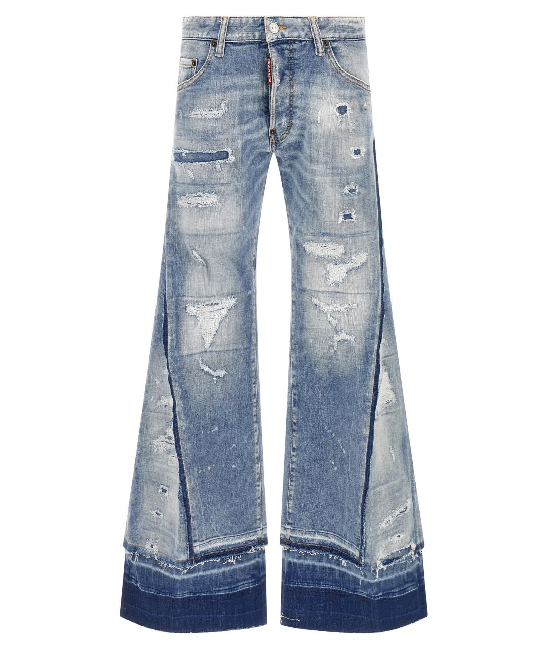 DSQUARED2 Голубые хлопко-эластановые прямые джинсы, фото 1