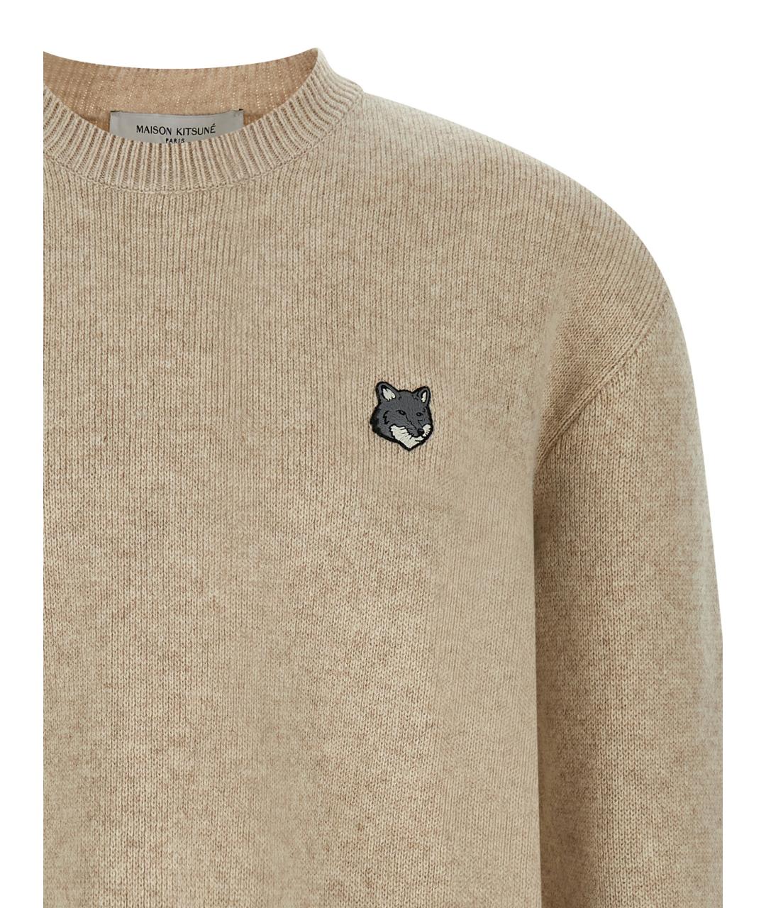 MAISON KITSUNE Бежевый шерстяной джемпер / свитер, фото 3