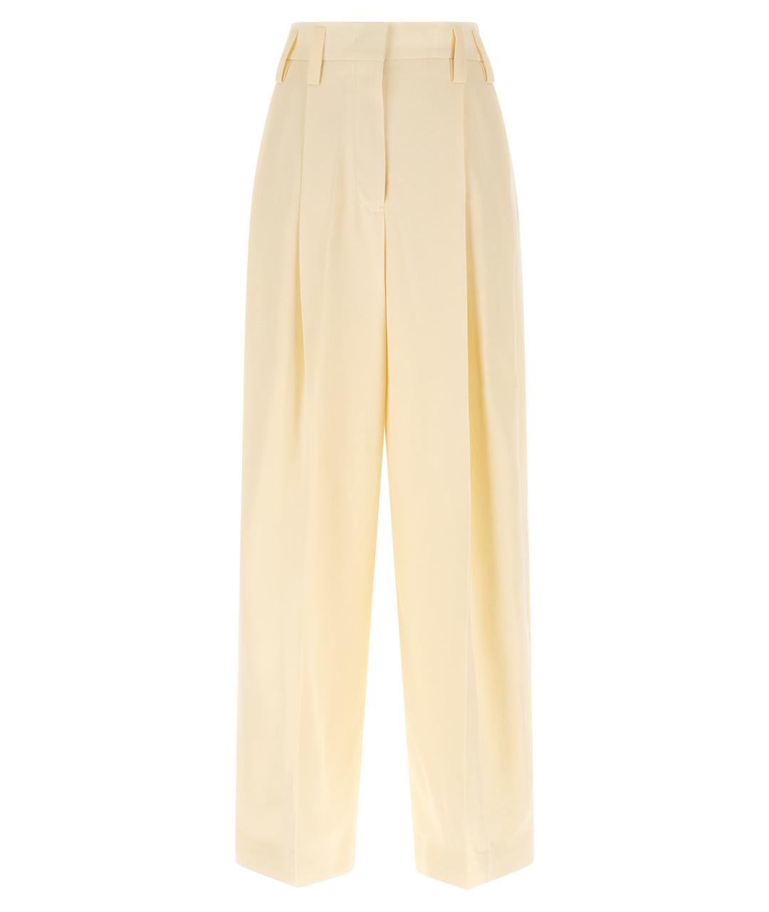 JIL SANDER Бежевые шелковые прямые брюки, фото 1