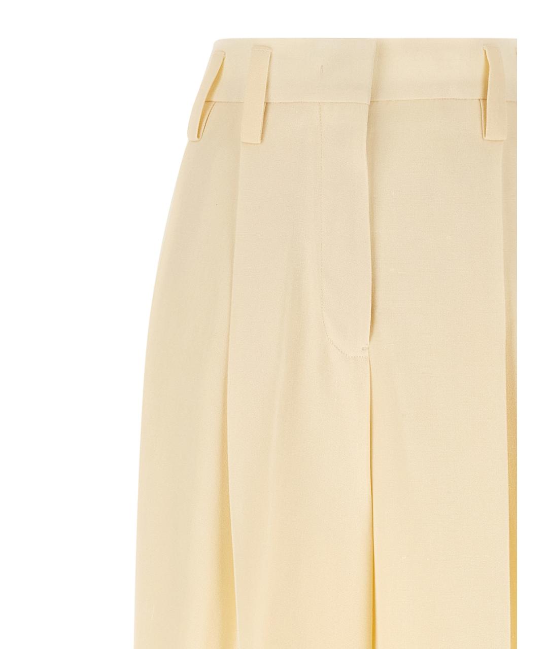 JIL SANDER Бежевые шелковые прямые брюки, фото 3