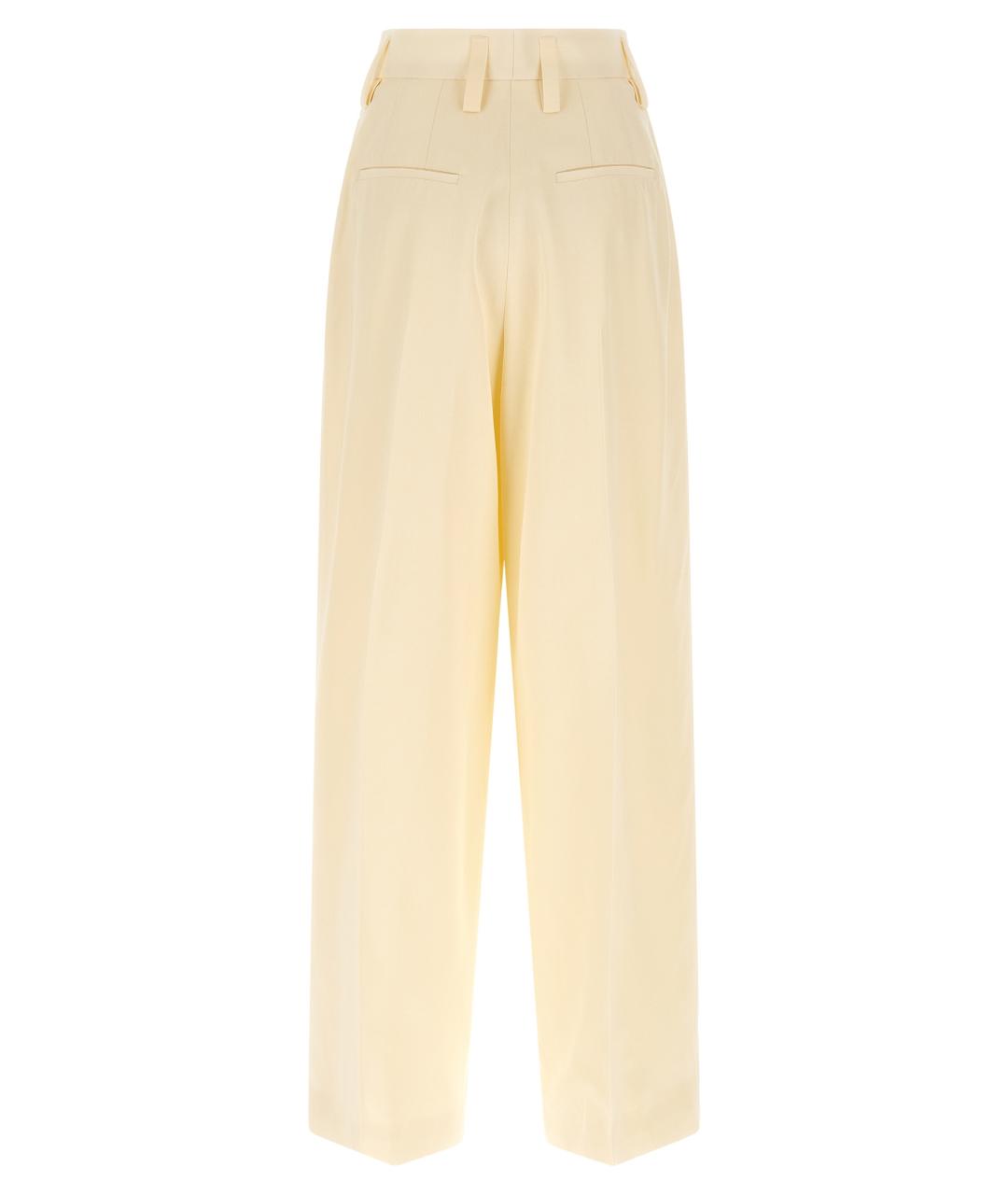 JIL SANDER Бежевые шелковые прямые брюки, фото 2