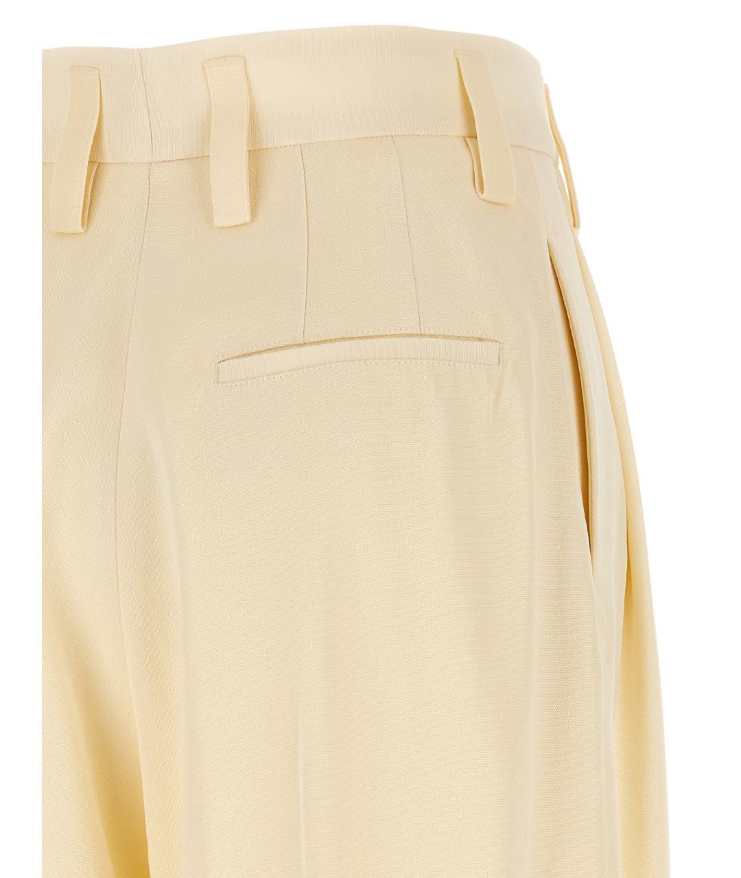 JIL SANDER Бежевые шелковые прямые брюки, фото 4