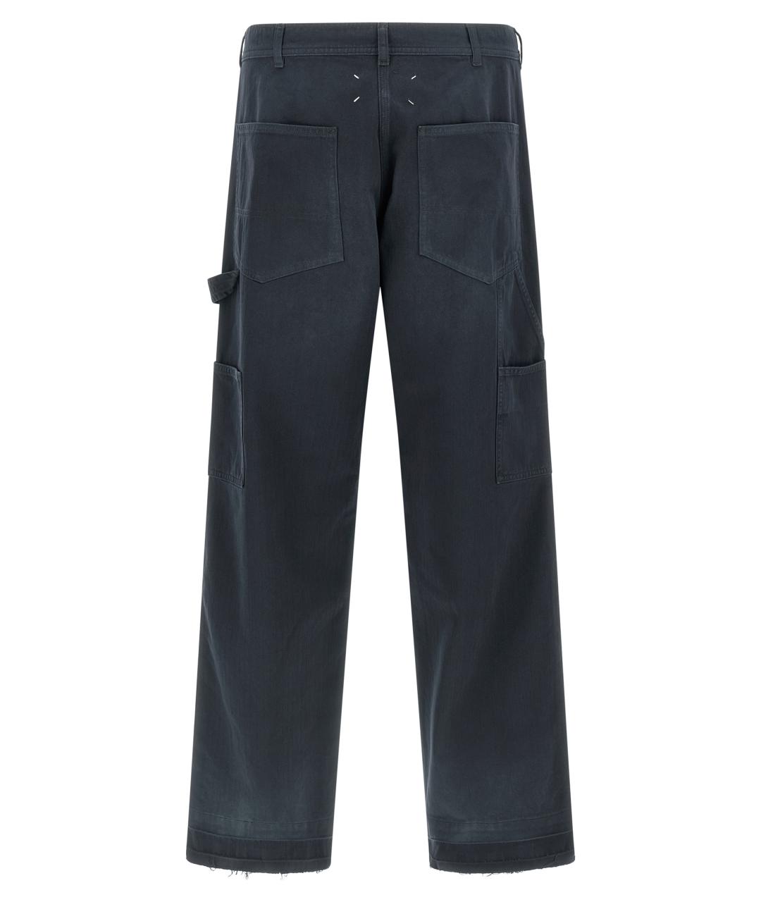 MAISON MARGIELA Синие хлопковые повседневные брюки, фото 2