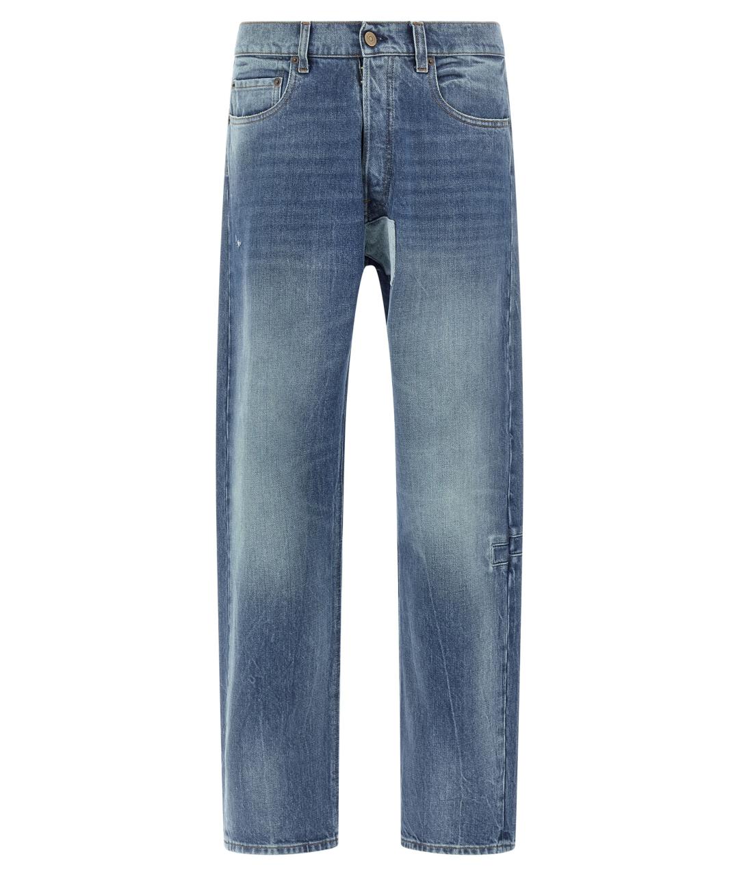 MAISON MARGIELA Синие хлопковые прямые джинсы, фото 1
