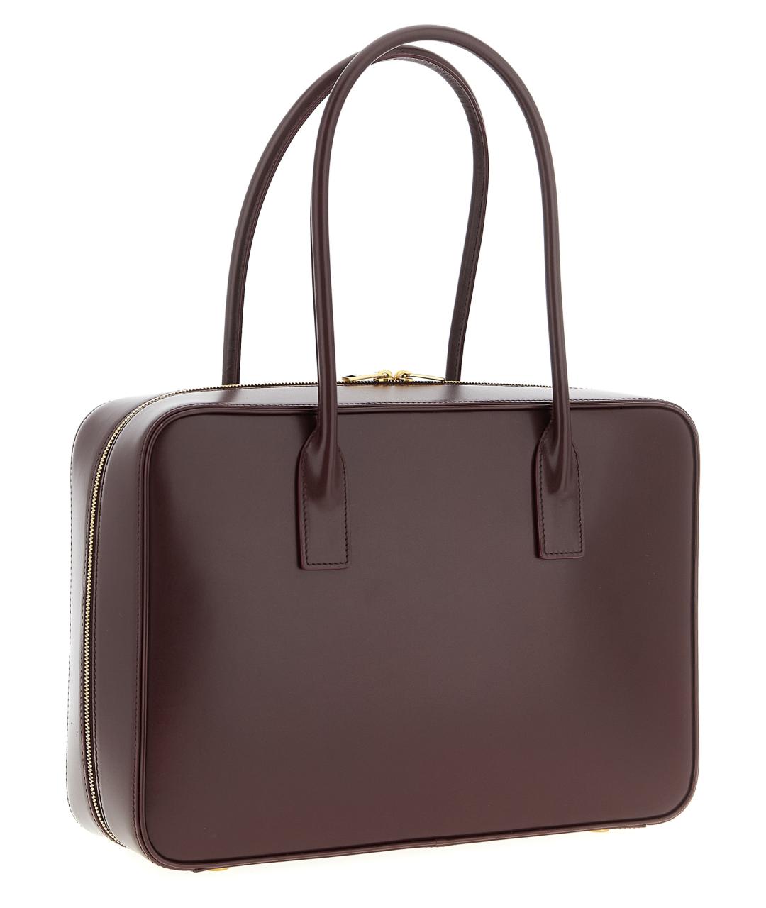 SAINT LAURENT Бордовая кожаная сумка с короткими ручками, фото 2