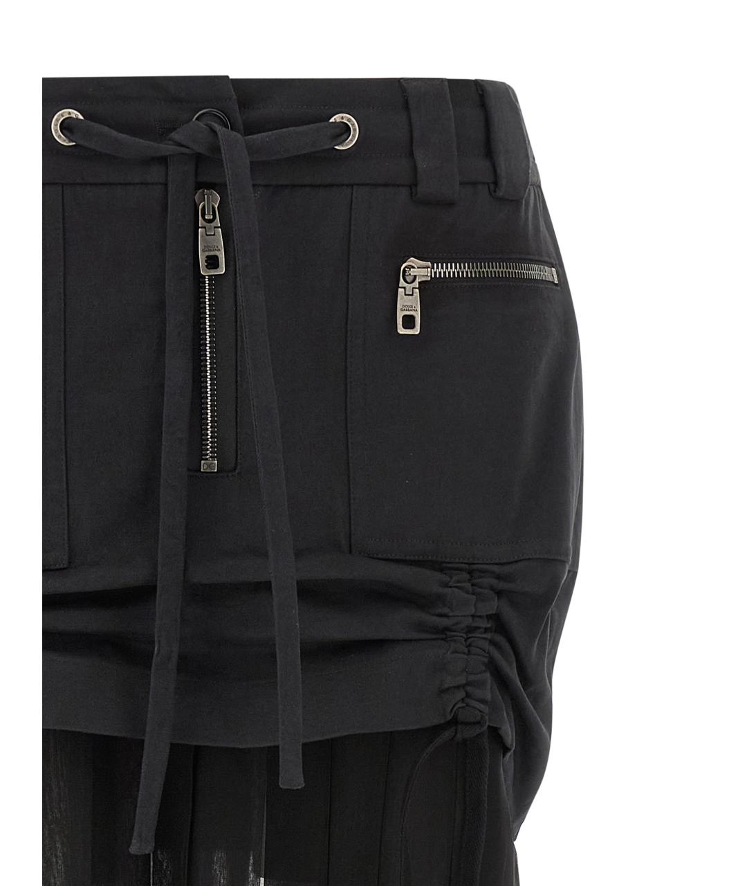 DOLCE&GABBANA Черная хлопковая юбка миди, фото 3