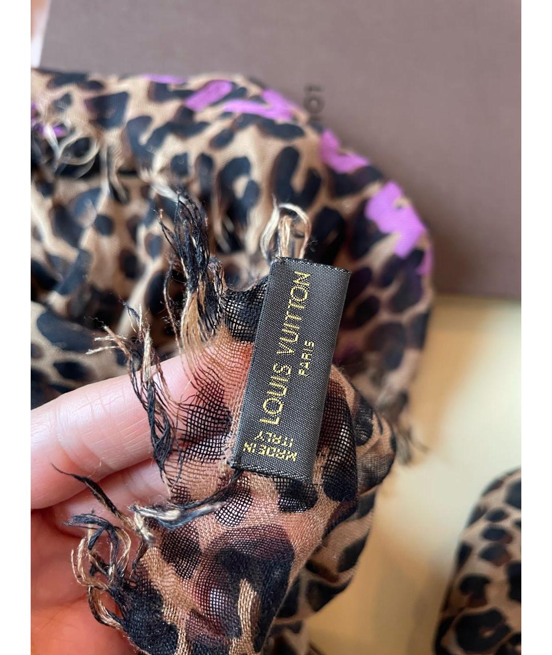 LOUIS VUITTON Коричневый платок, фото 4