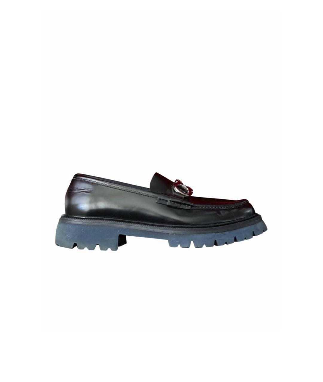 FERRAGAMO Черные кожаные лоферы, фото 1