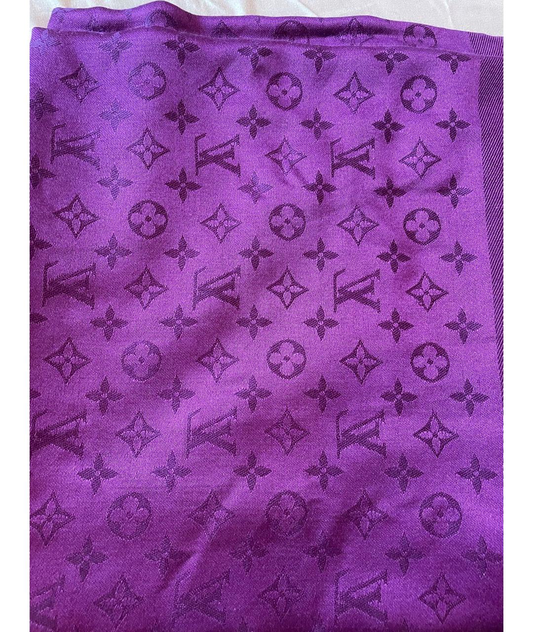 LOUIS VUITTON Фиолетовый шерстяной платок, фото 5